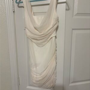 Oh Polly Cream Draped Mini Dress